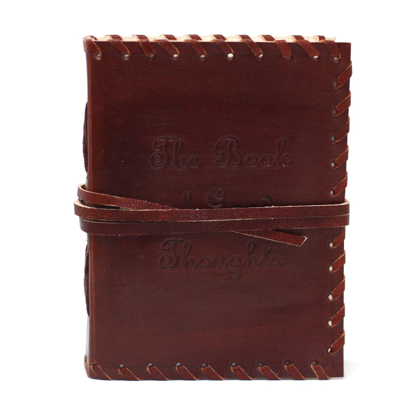 Leather Book of Thoughts with Wrap Notebook (6x4"), size reference