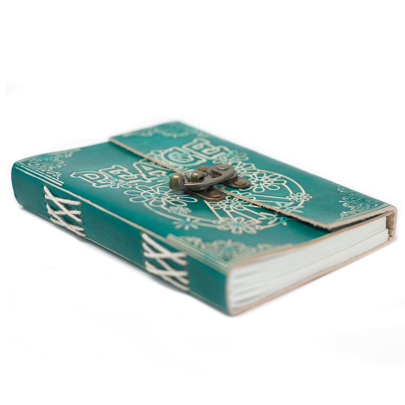 Leather Green Peace with Lock Notebook (7x5"), additional view