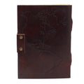 Leather World Map & Stitching Notebook (7x5"), close-up detail