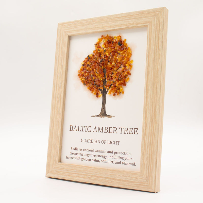 Gemstone Picture - Tree of Life - Baltic Amber (20x14.7x1cm), side angle
