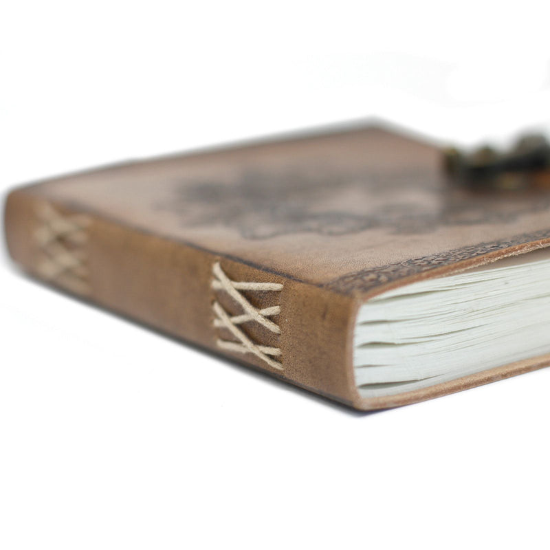 Leather Greenman Notebook (6x8"), size reference