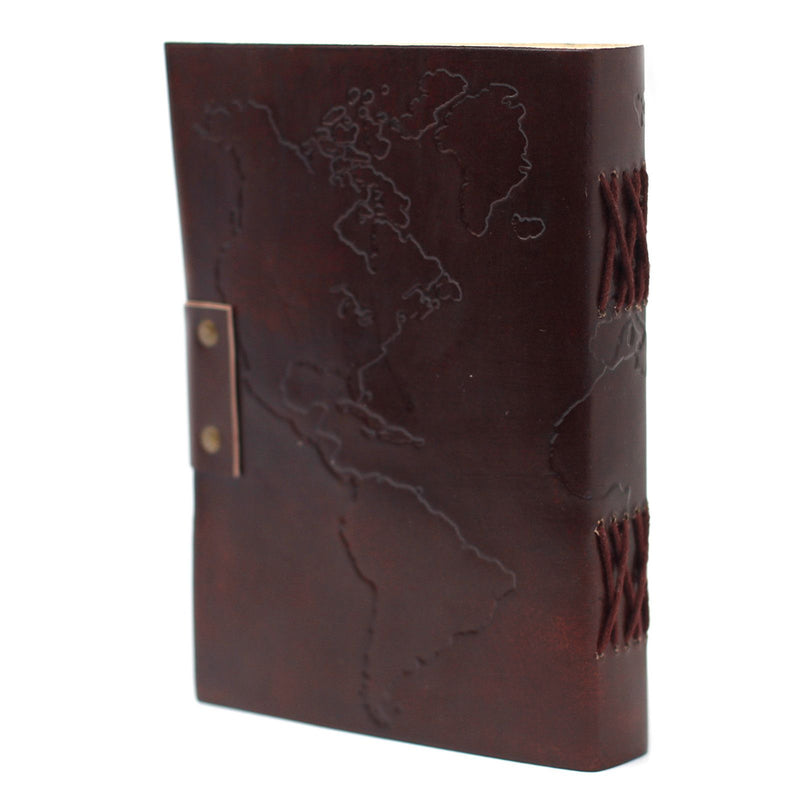 Leather World Map & Stitching Notebook (7x5"), alternate view