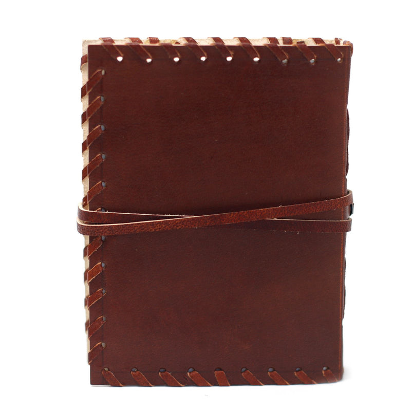 Leather Book of Thoughts with Wrap Notebook (6x4"), rear view