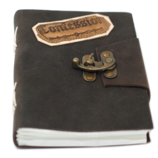 Leather Black Confessions with Lock Notebook (7x5"), alternate view