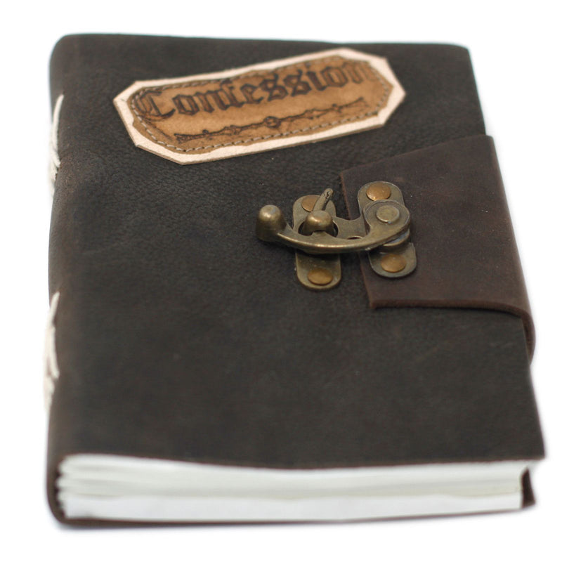 Leather Black Confessions with Lock Notebook (7x5"), alternate view