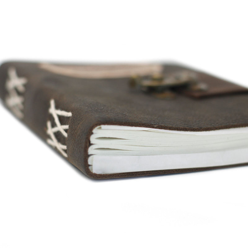 Leather Black Confessions with Lock Notebook (7x5"), side angle