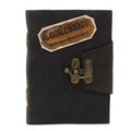 Leather Black Confessions with Lock Notebook (7x5"), close-up detail