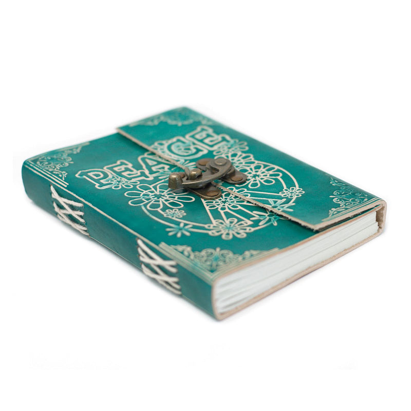 Leather Green Peace with Lock Notebook (7x5"), alternate view