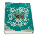Leather Green Peace with Lock Notebook (7x5"), side angle