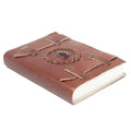 Leather Black Onyx with Belts Notebook (6x4"), side angle