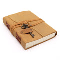 Oiled Tan Leather & Key - 200 pages - 13x18cm, side angle