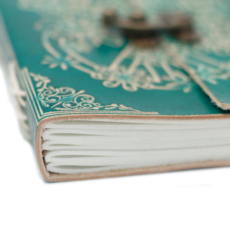 Leather Green Peace with Lock Notebook (7x5"), in display