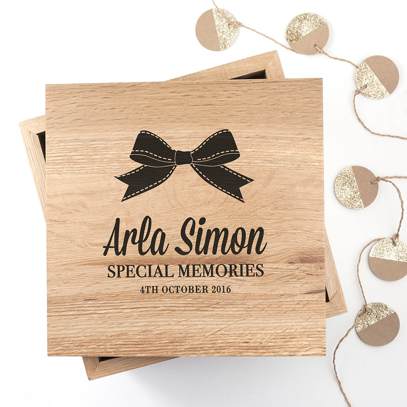Personalised Baby's Special Memories Oak Photo Keepsake Box