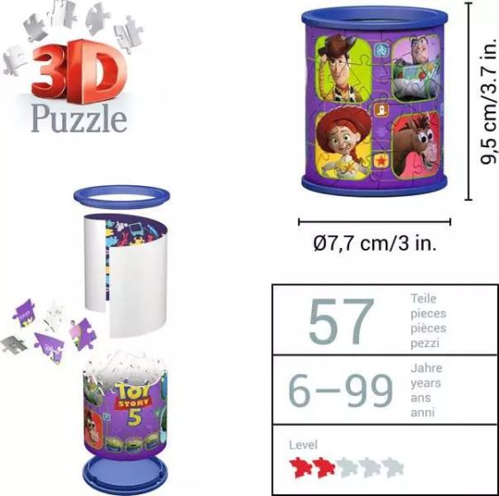 Toy Story 5 Pencil Holder 3D Puzzle,54pc, side angle