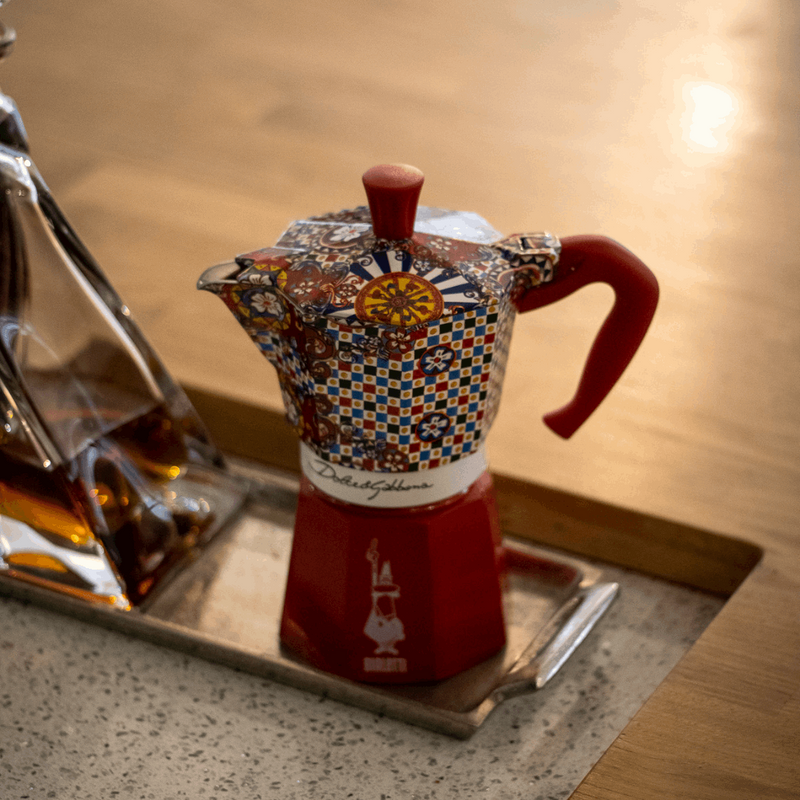 Bialetti X Dolce&Gabbana Sicilian Cart Moka Express, side angle