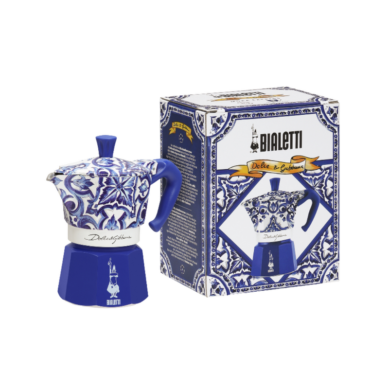 Bialetti X Dolce&Gabbana Blue Mediterranean Moka Express, close-up detail