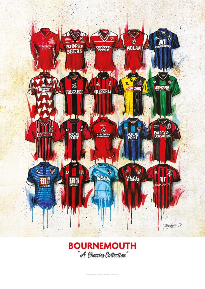 Bournemouth Shirts - A2 Signed Limited Edition Prints collectible from Terry Kneeshaw Art