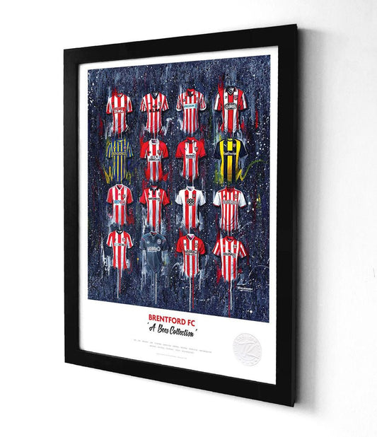 Brentford FC Shirts A3 collectible from Terry Kneeshaw Art