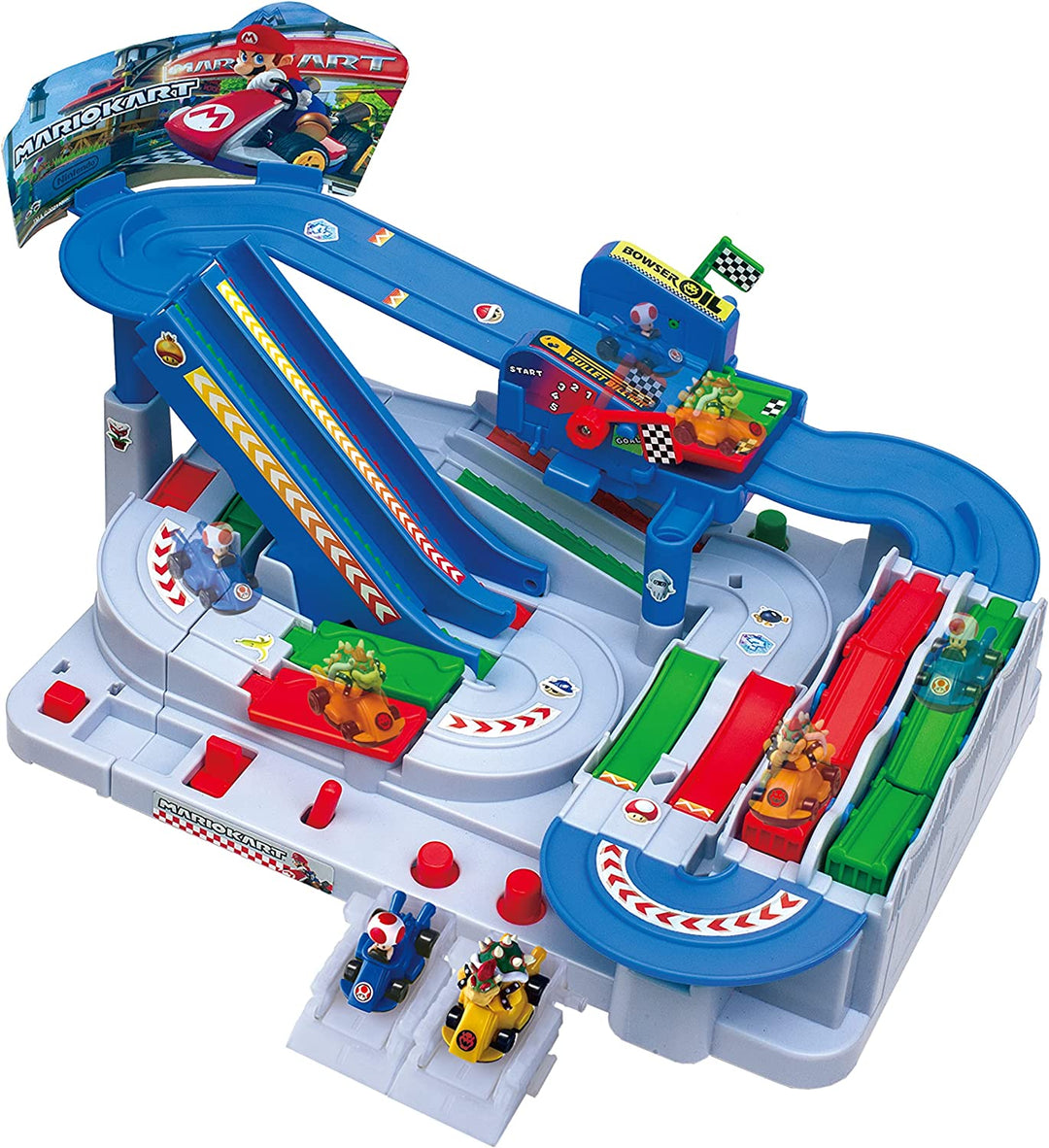 Mario Kart Mario Kart Racing Deluxe tabletop action racing game Bowser and Toad Figure Set