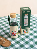 BT21 Glass Water Bottle 500ml with Neoprene Sleeve close up detail