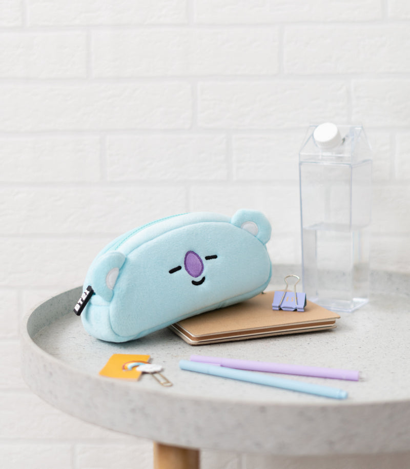 BT21 Koya Plush Pencil Case with Embroidered Details close up detail