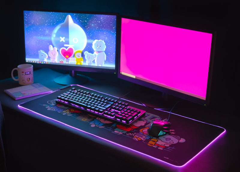 BT21 LED XXL Mouse Mat 90 x 40cm with 14 Lighting Modes design detail