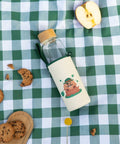 BT21 Shooky Glass Water Bottle 500ml with Bamboo Lid design detail