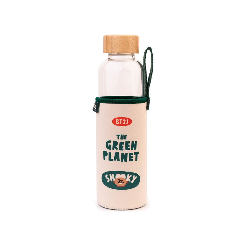 BT21 Shooky Glass Water Bottle 500ml with Bamboo Lid alternate view