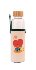BT21 Tata Glass Water Bottle 500ml with Bamboo Lid