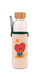 BT21 Tata Glass Water Bottle 500ml with Bamboo Lid