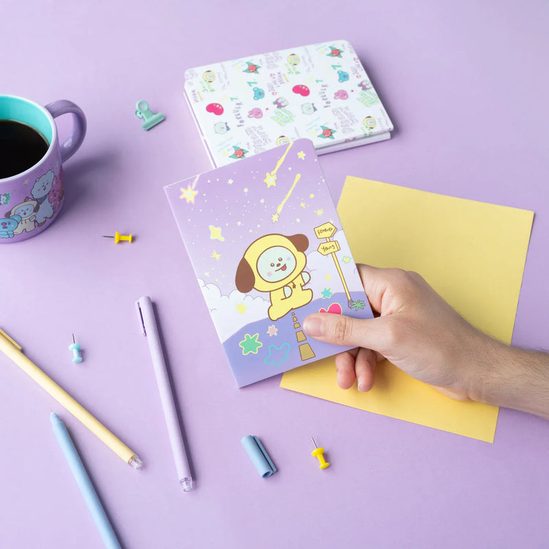BT21 The Journey Chimmy Pack of 3 A6 Soft Cover Notebooks close up detail