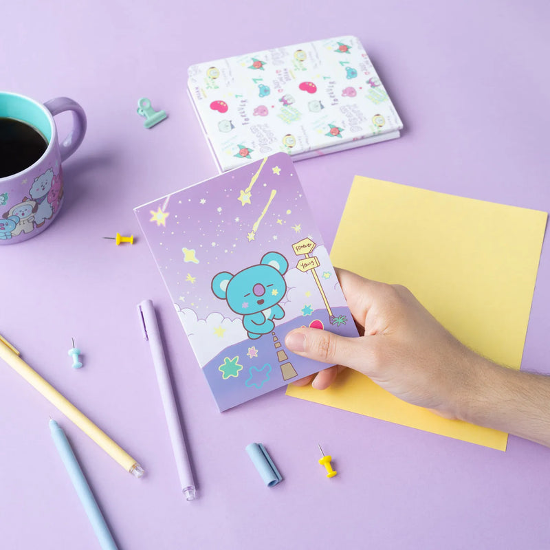 BT21 The Journey Koya Pack of 3 A6 Soft Cover Notebooks close up detail