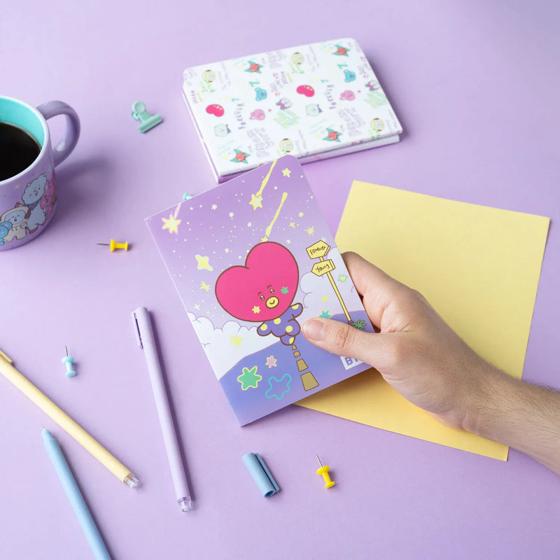 BT21 The Journey Tata Pack of 3 A6 Soft Cover Notebooks close up detail