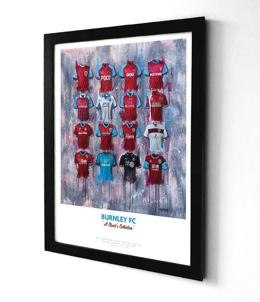 Burnley Shirts A3 collectible from Terry Kneeshaw Art