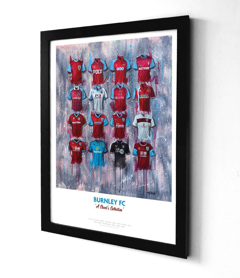 Burnley Shirts A3 collectible from Terry Kneeshaw Art
