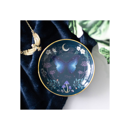 Round Midnight Moth Trinket Dish