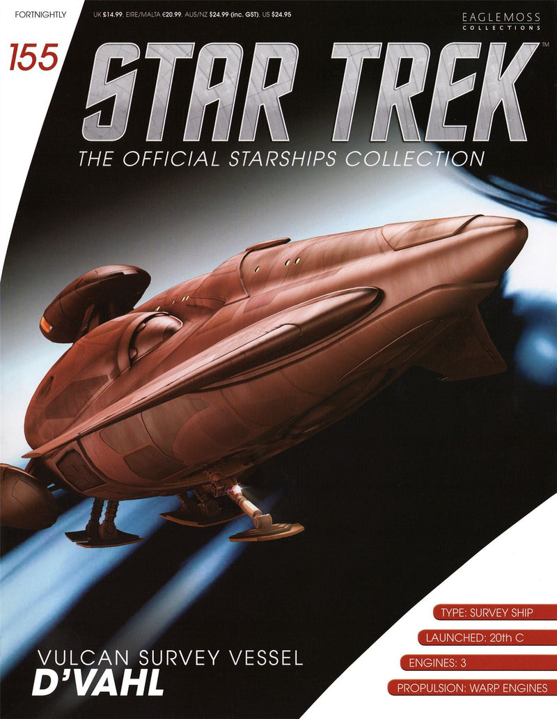 Vulcan Survey Vessel D'Vahl Model Die Cast Ship (Eaglemoss / Star Trek), in display