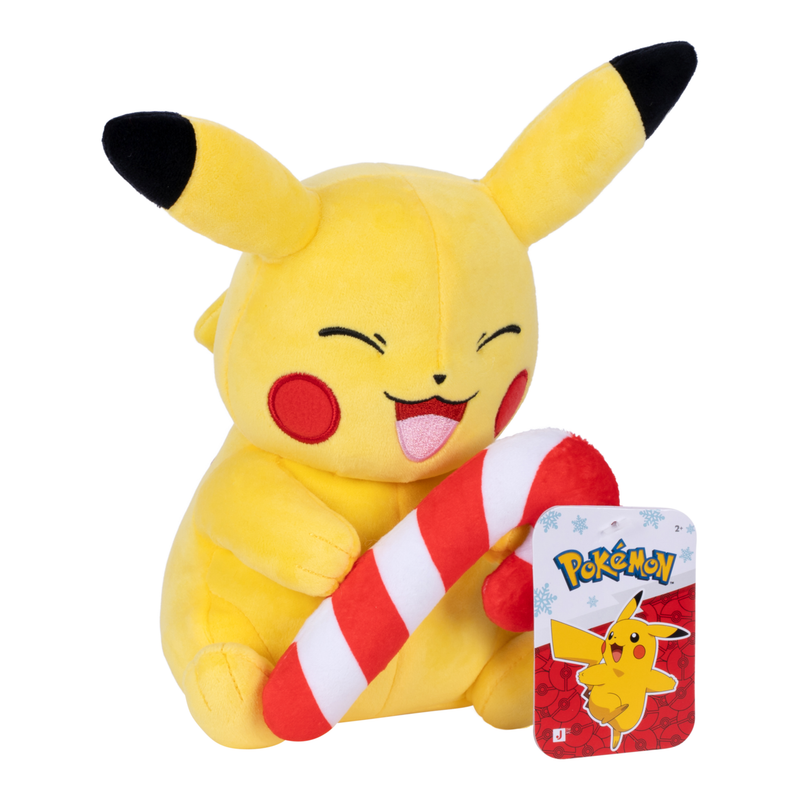 Pokemon - 8in Plush Pikachu W/Candy Cane W6
