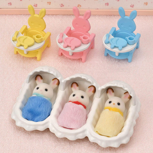 Sylvanian Families Chocolate Rabbit Triplets Care Set for Age 3 and Up, alternate view