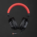 Konix UFC 7.1 Wired Gaming Headset Black Red close up detail