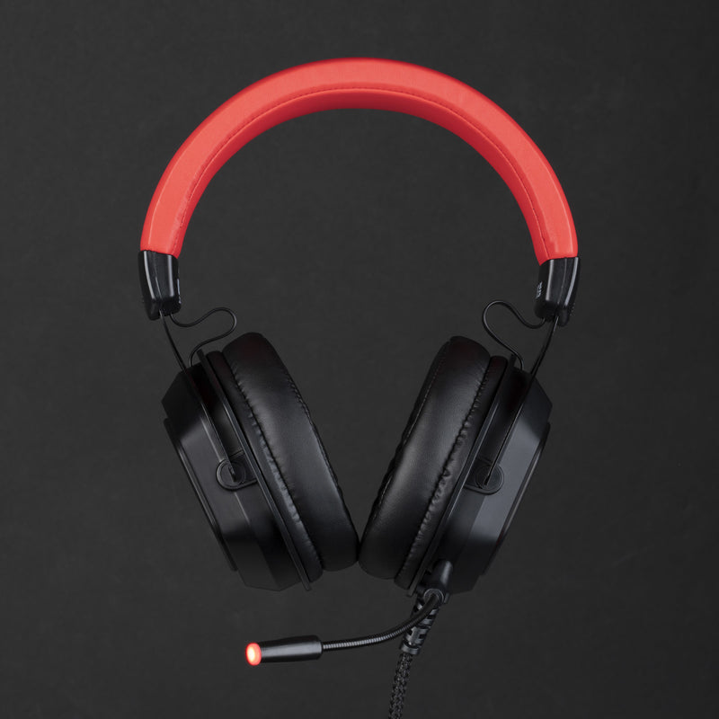 Konix UFC 7.1 Wired Gaming Headset Black Red close up detail