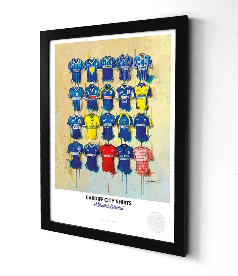 Cardiff City FC Shirts A3 collectible from Terry Kneeshaw Art