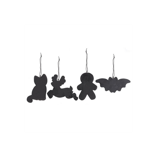 Set of 4 Black Creepy Skeleton Cookie Ornaments, alternate view