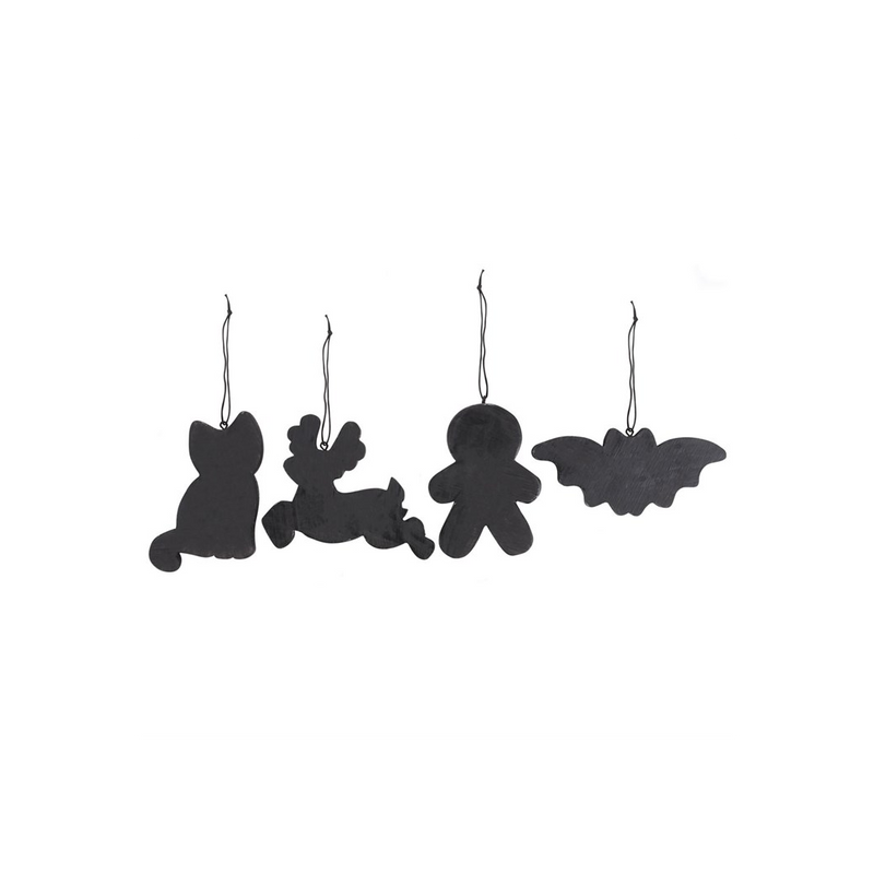 Set of 4 Black Creepy Skeleton Cookie Ornaments