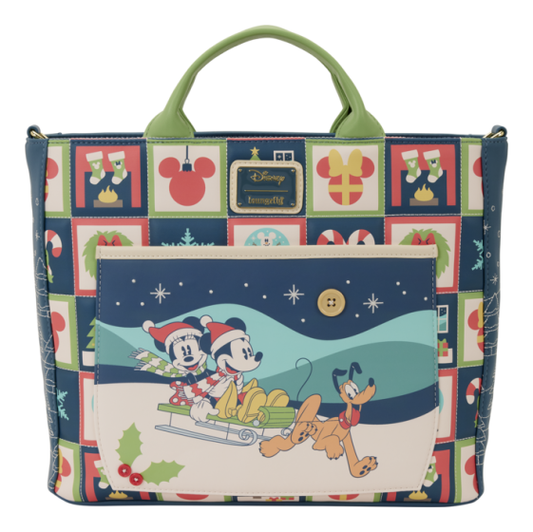 Loungefly - Mickey & Minnie Holiday Convertible Mini Backpack & Tote Bag