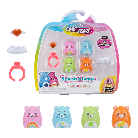 Squishalongs - 4 Fig.Pack (Care Bears Style 1)