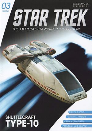 Type-10 NX-74205 Defiant Shuttlecraft 1 Chaffee Model Diecast Ship (Eaglemoss / Star Trek), side angle
