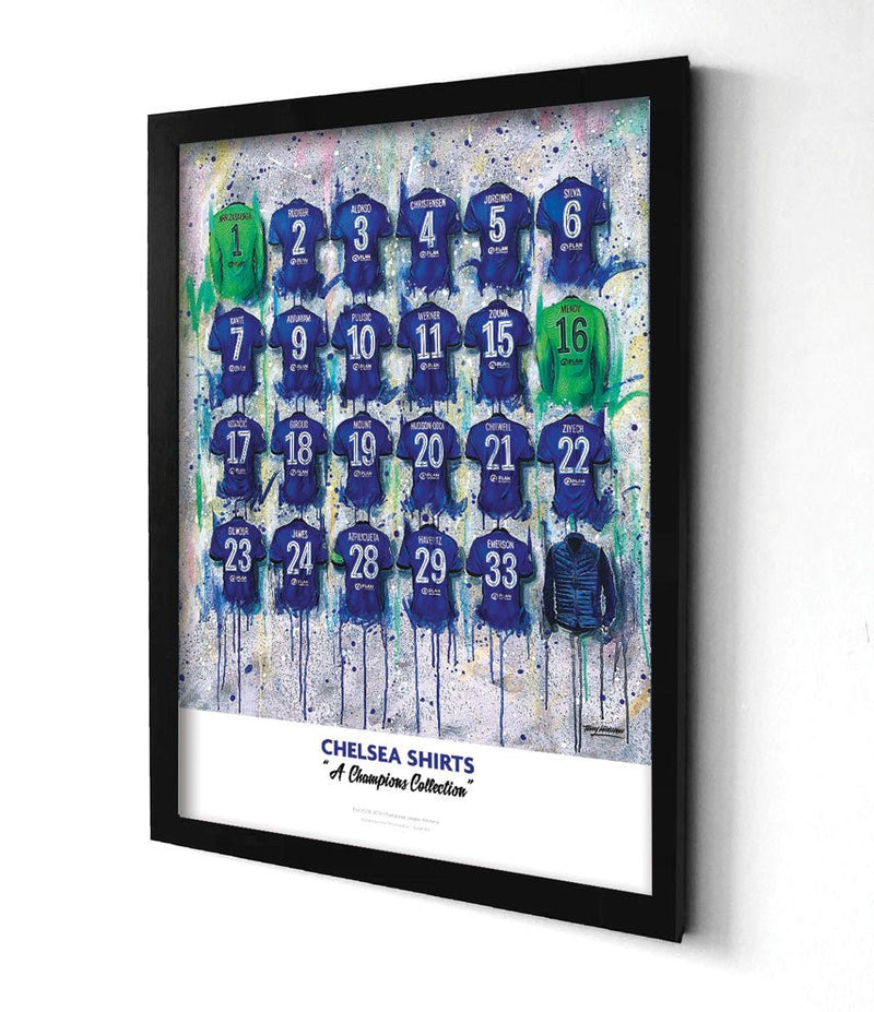 Chelsea Champions Shirts - A2 Signed Limited Edition Print, side angle
