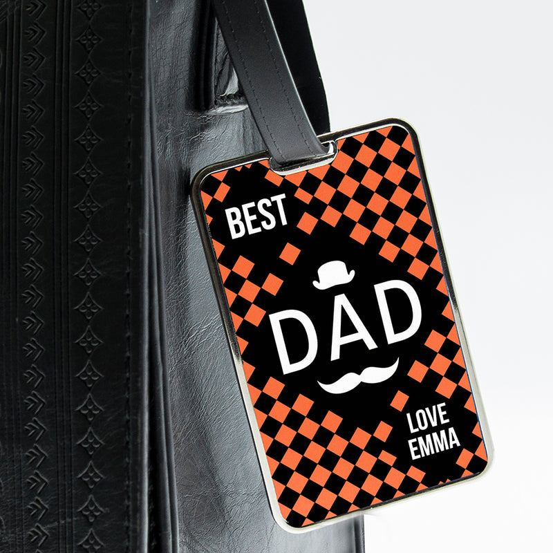 Personalised Chequered World's Best Dad Luggage Tag