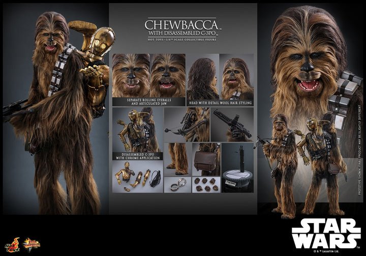 Hot Toys Star Wars The Empire Strikes Back Chewbacca with Disassmbled C-3PO 1/6th Scale Figure